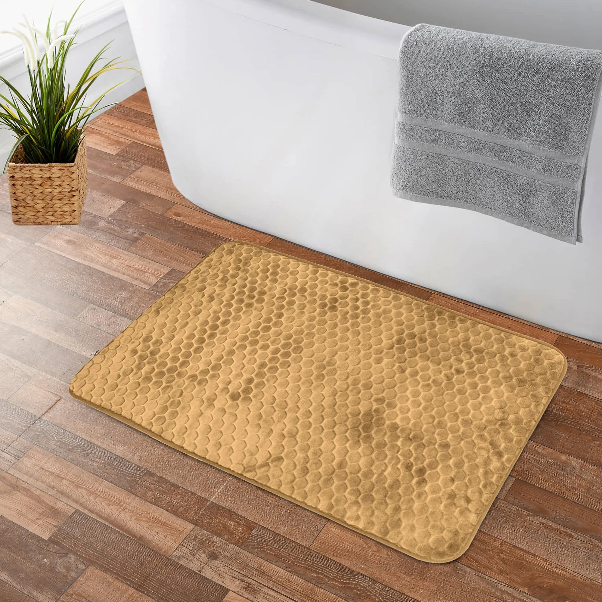 Luxury Memory Foam Cobblestone Bathmat - Beige | Cotton Home