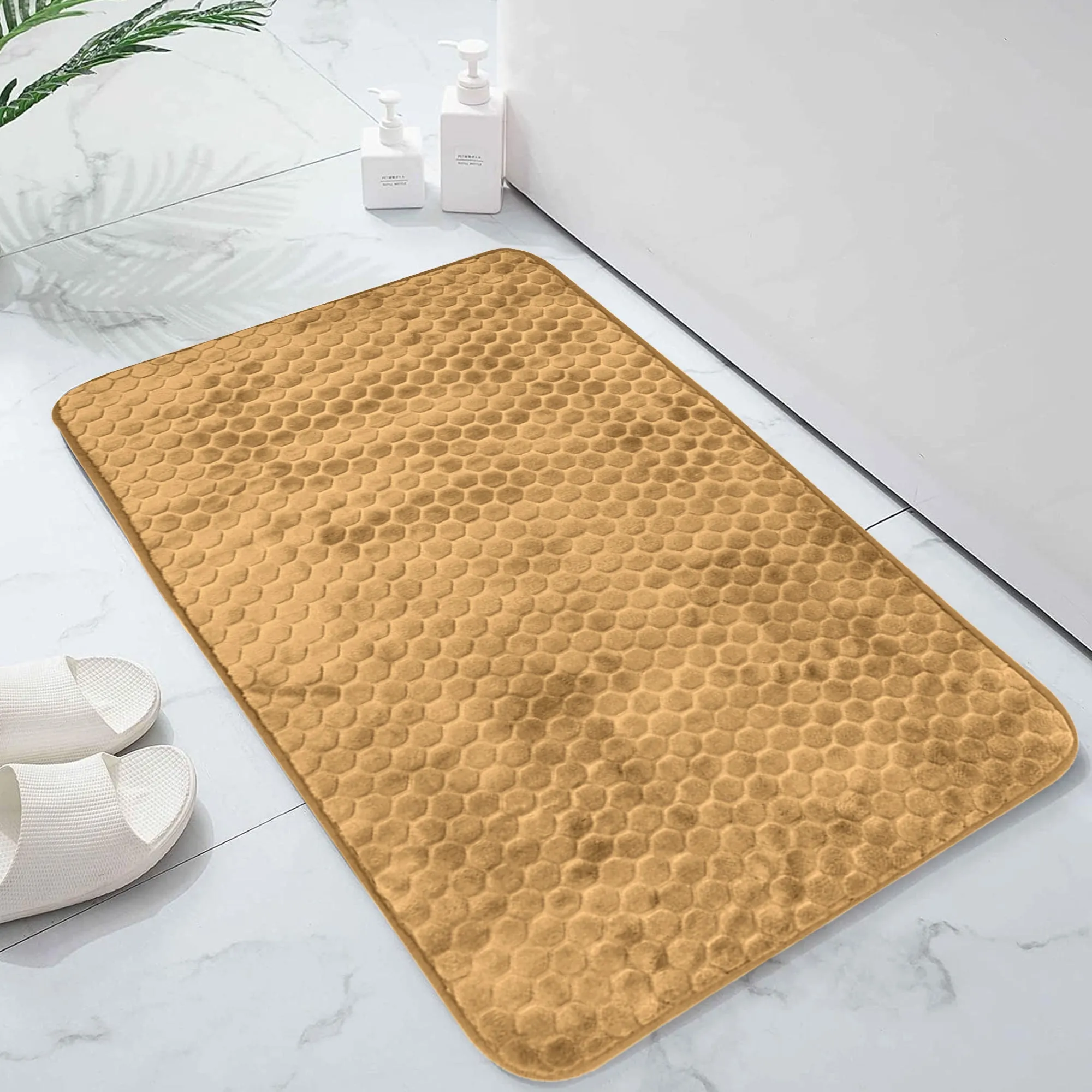 Luxury Memory Foam Cobblestone Bathmat - Beige | Cotton Home