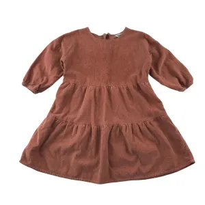 M&Co dress 6-7 years red clay colour corduroy quarter sleeve dot pattern