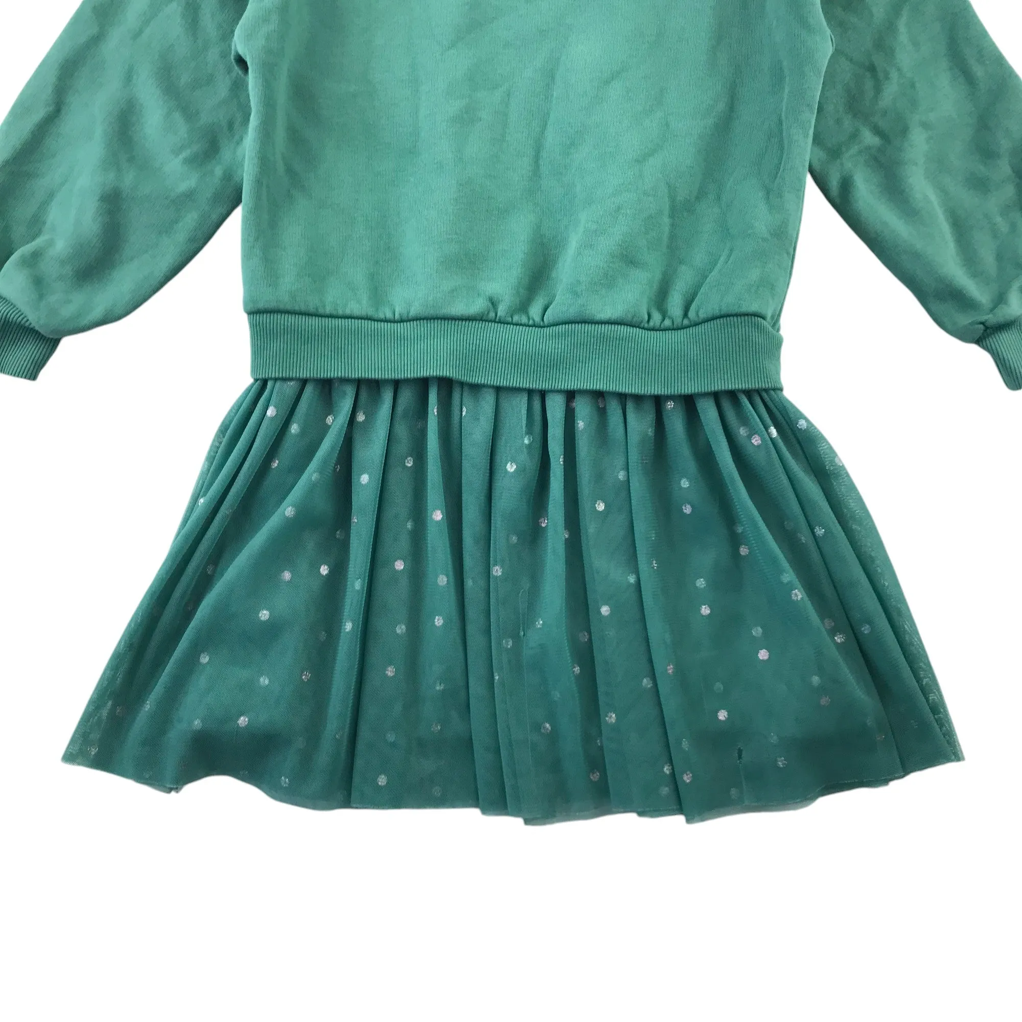 M&S dress 5-6 years turquoise mesh layered jersey