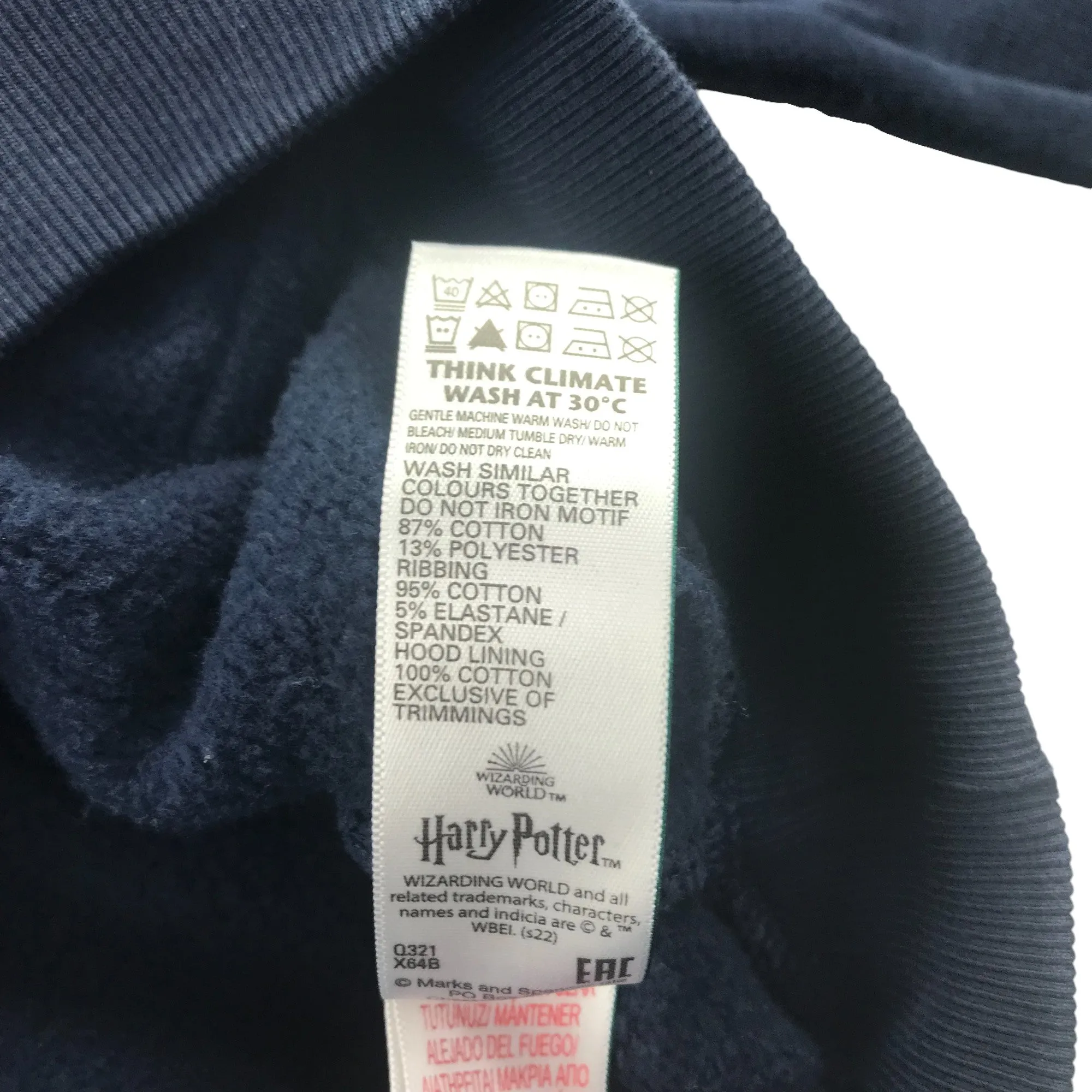 M&S hoodie 11-12 years white and navy cropped Harry Potter Quidditch