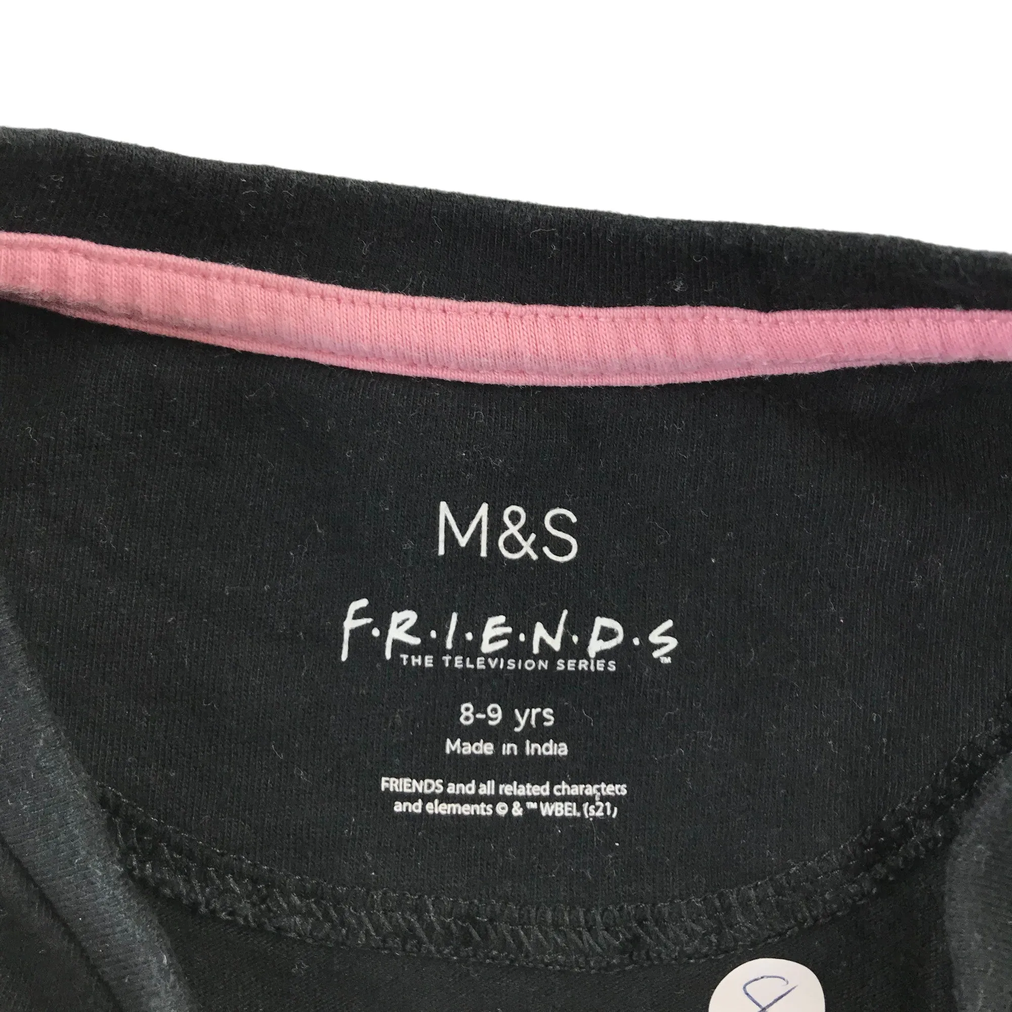 M&S t-shirt 8-9 years black FRIENDS print short sleeve cotton