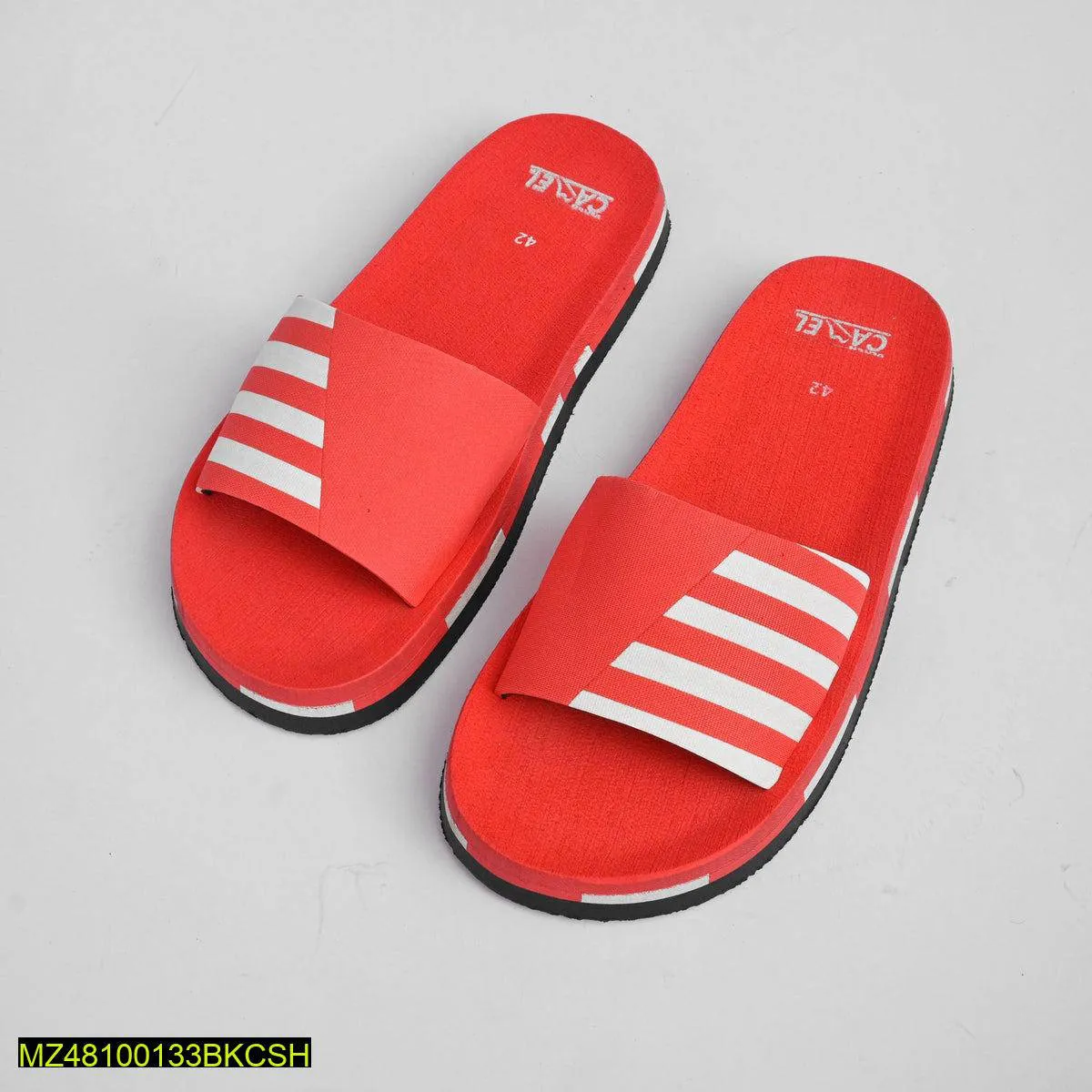 Men Line Style Slide Shoes, Red by Slipperfeet