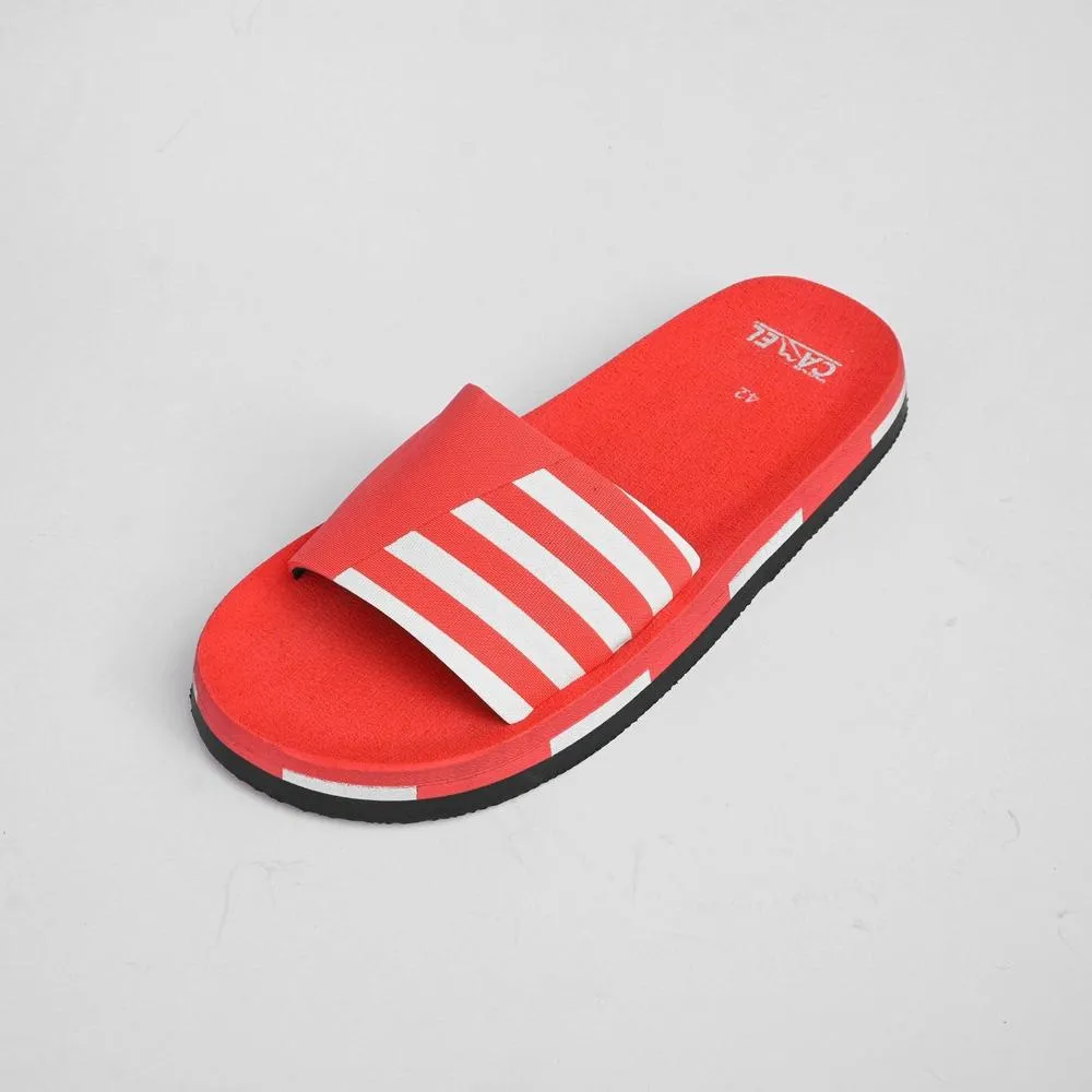 Men Line Style Slide Shoes, Red by Slipperfeet