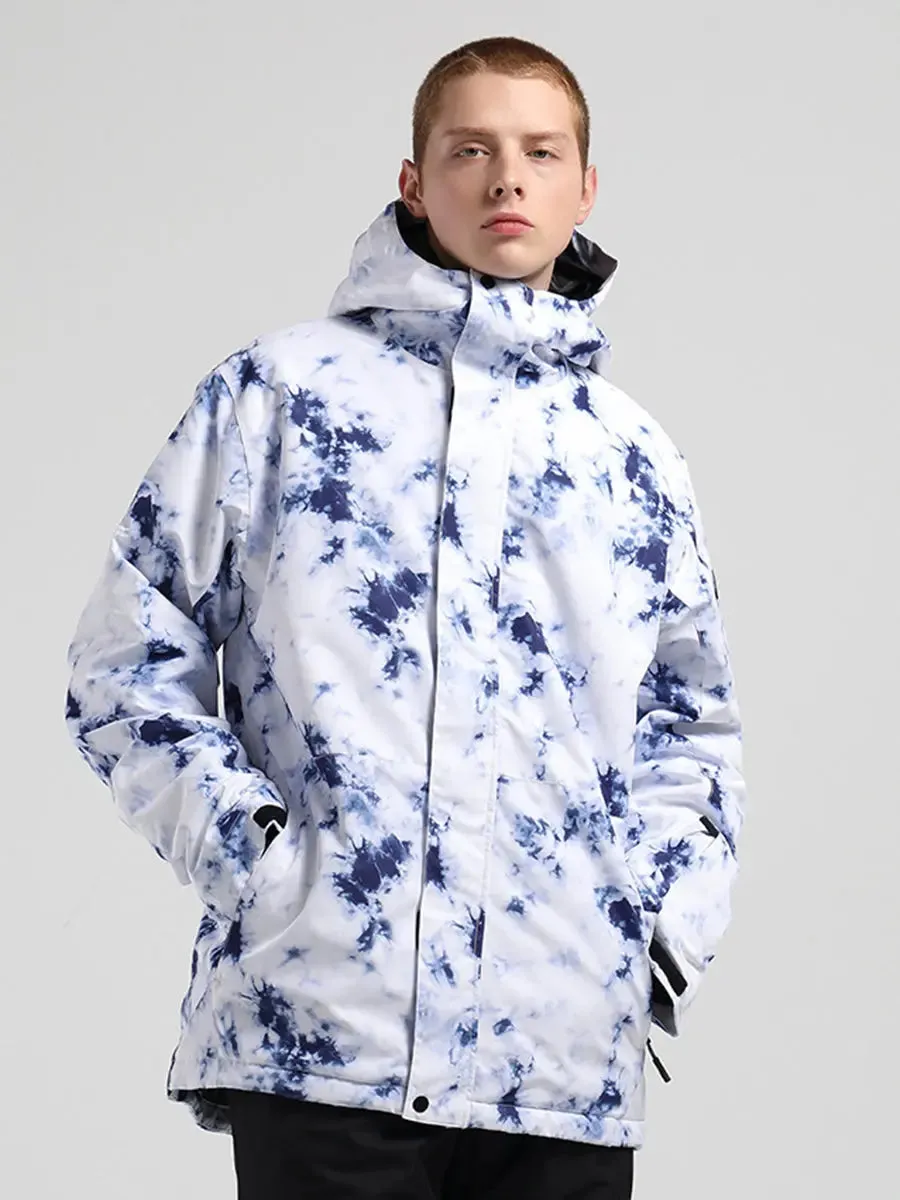 Men Patterned Ski Snowboarding Insulated Jacket