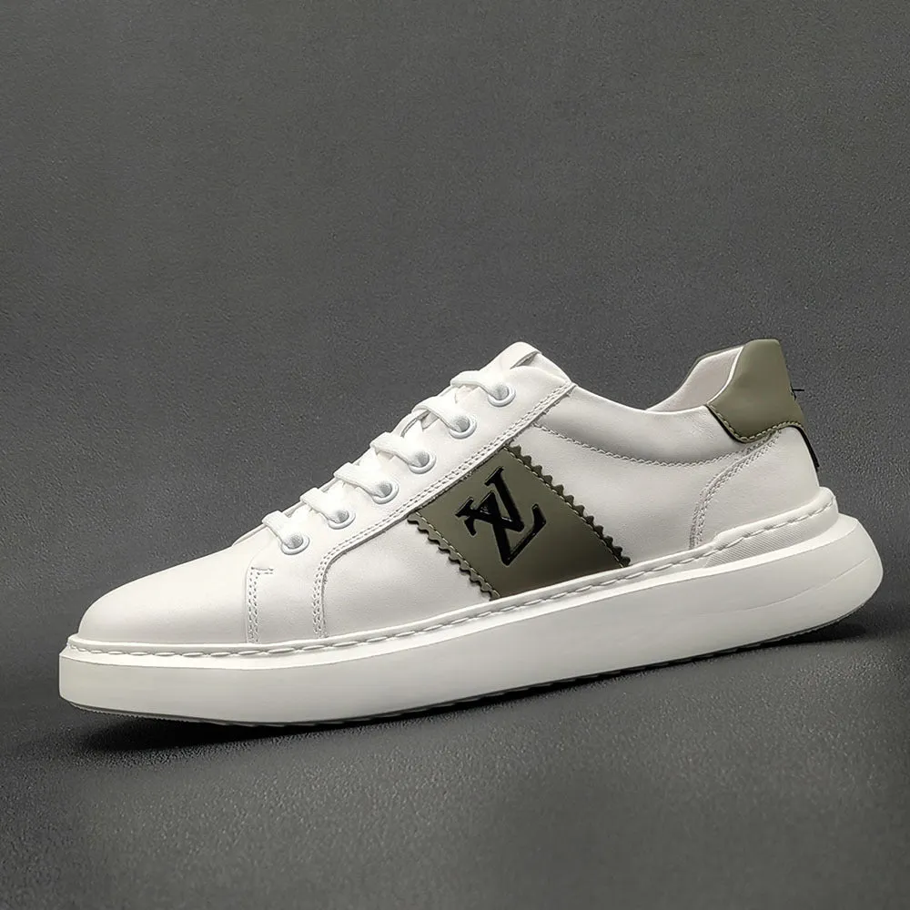 Men Stylish Leather Flat Casual Court Sneakers