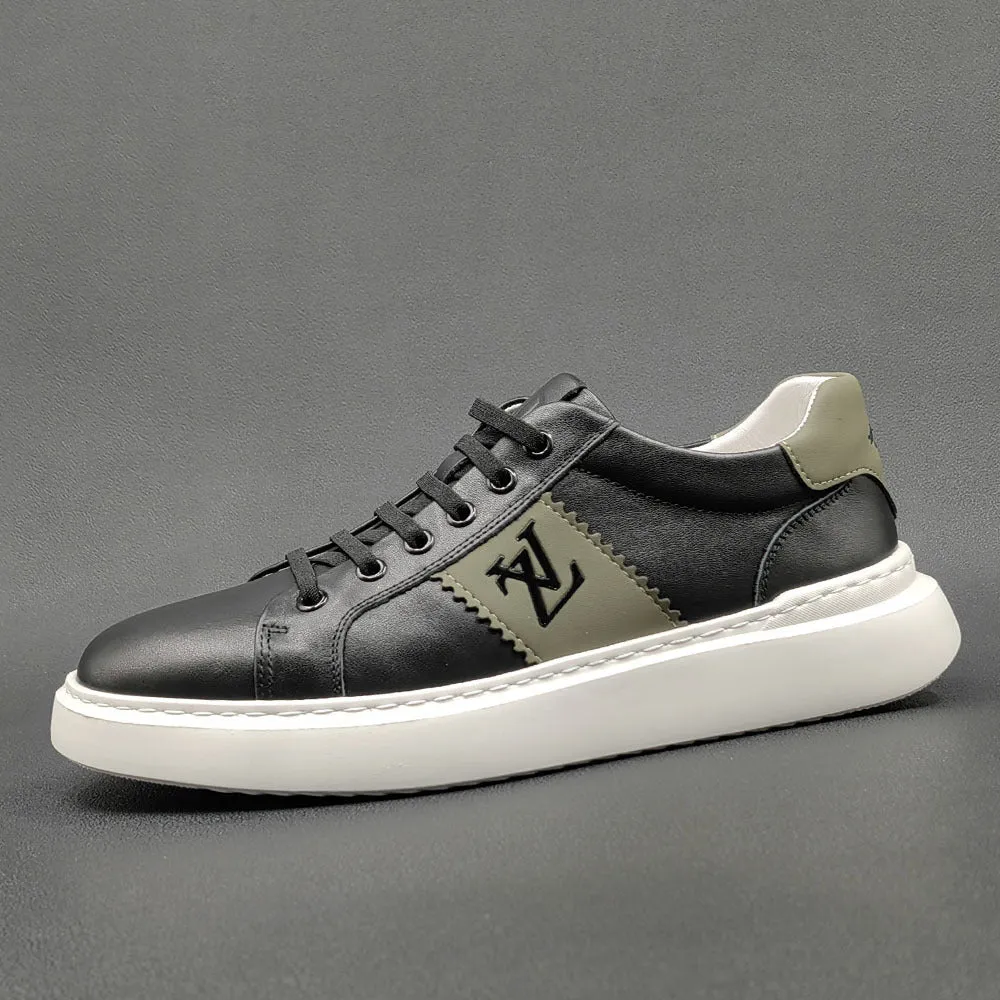 Men Stylish Leather Flat Casual Court Sneakers