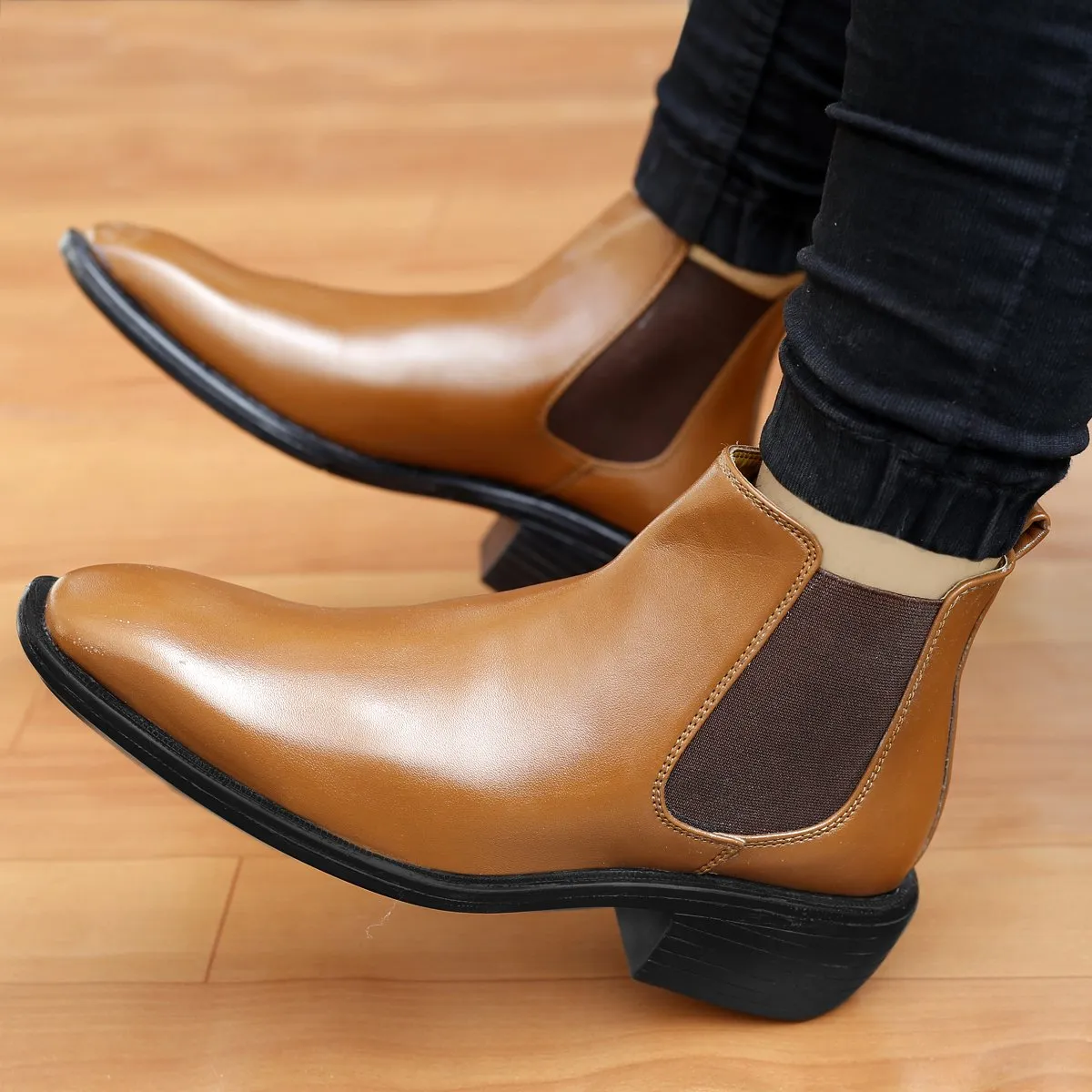 Men's 3 Inch Hidden Height Increasing  High-end Fashionable Chelsea Boots