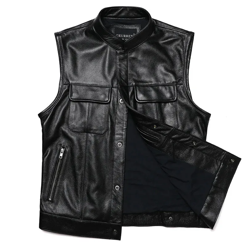 Men's Classic Sons of Anarchy Style Leather Motorcycle Vest