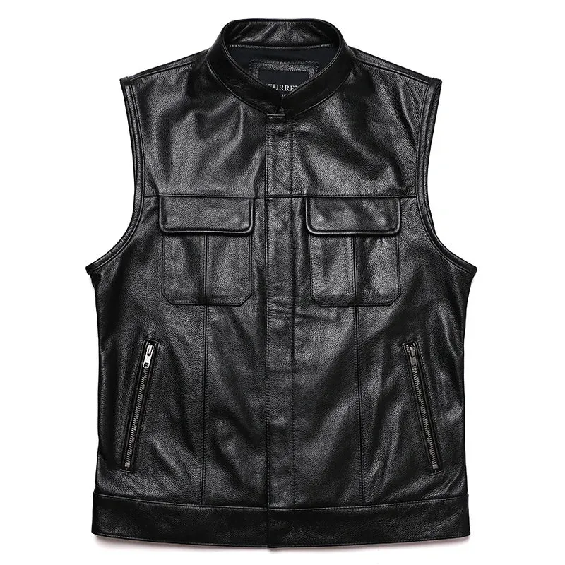 Men's Classic Sons of Anarchy Style Leather Motorcycle Vest