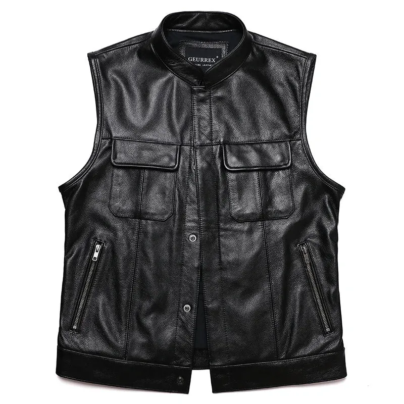 Men's Classic Sons of Anarchy Style Leather Motorcycle Vest