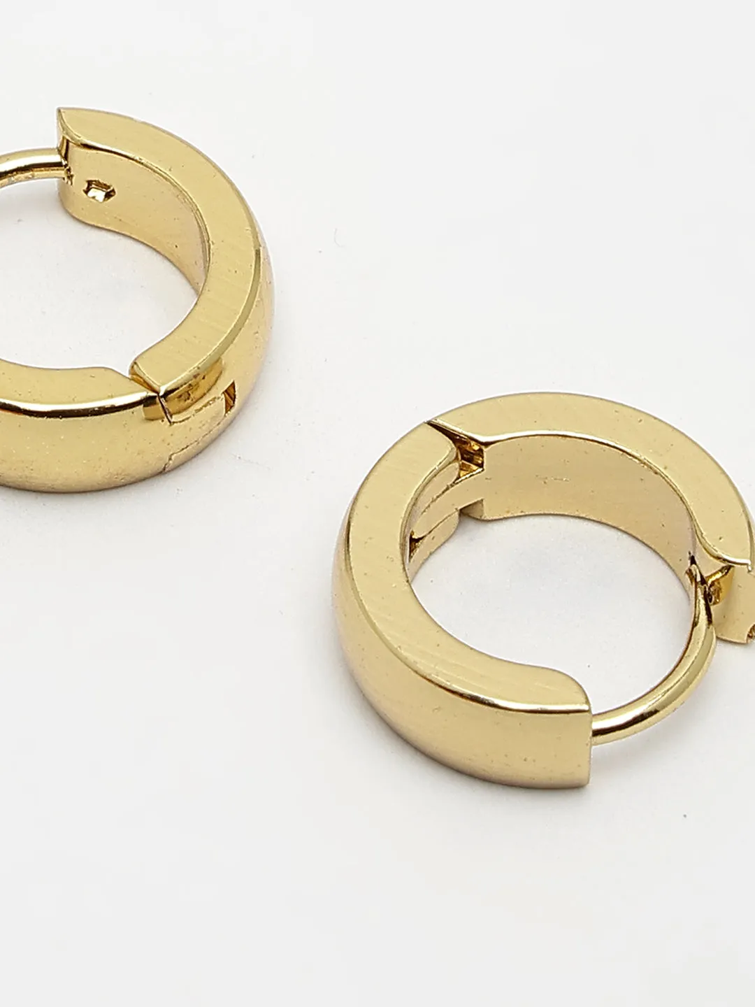 Men's Gold-Plated Stainless Steel Hoop Earrings - NVR