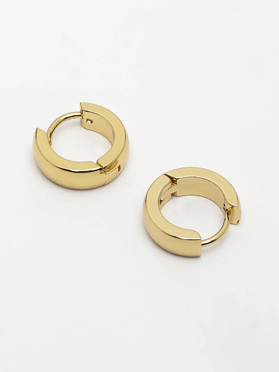 Men's Gold-Plated Stainless Steel Hoop Earrings - NVR