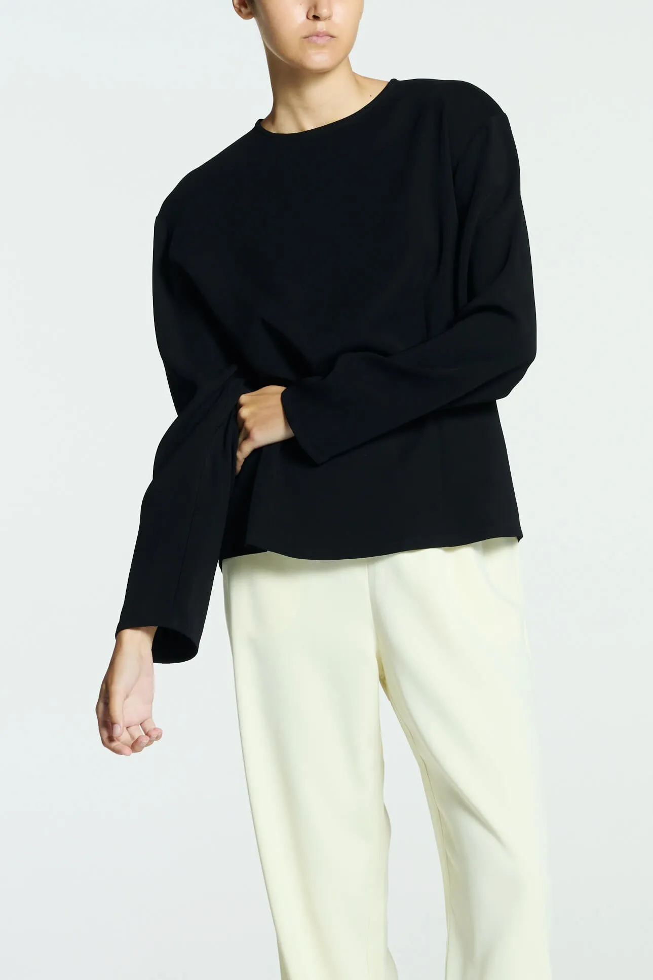 Mia Top Black Viscose Crepe