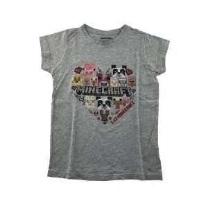 Minecraft t-shirt 10-11 years grey short sleeve I Love Minecraft print