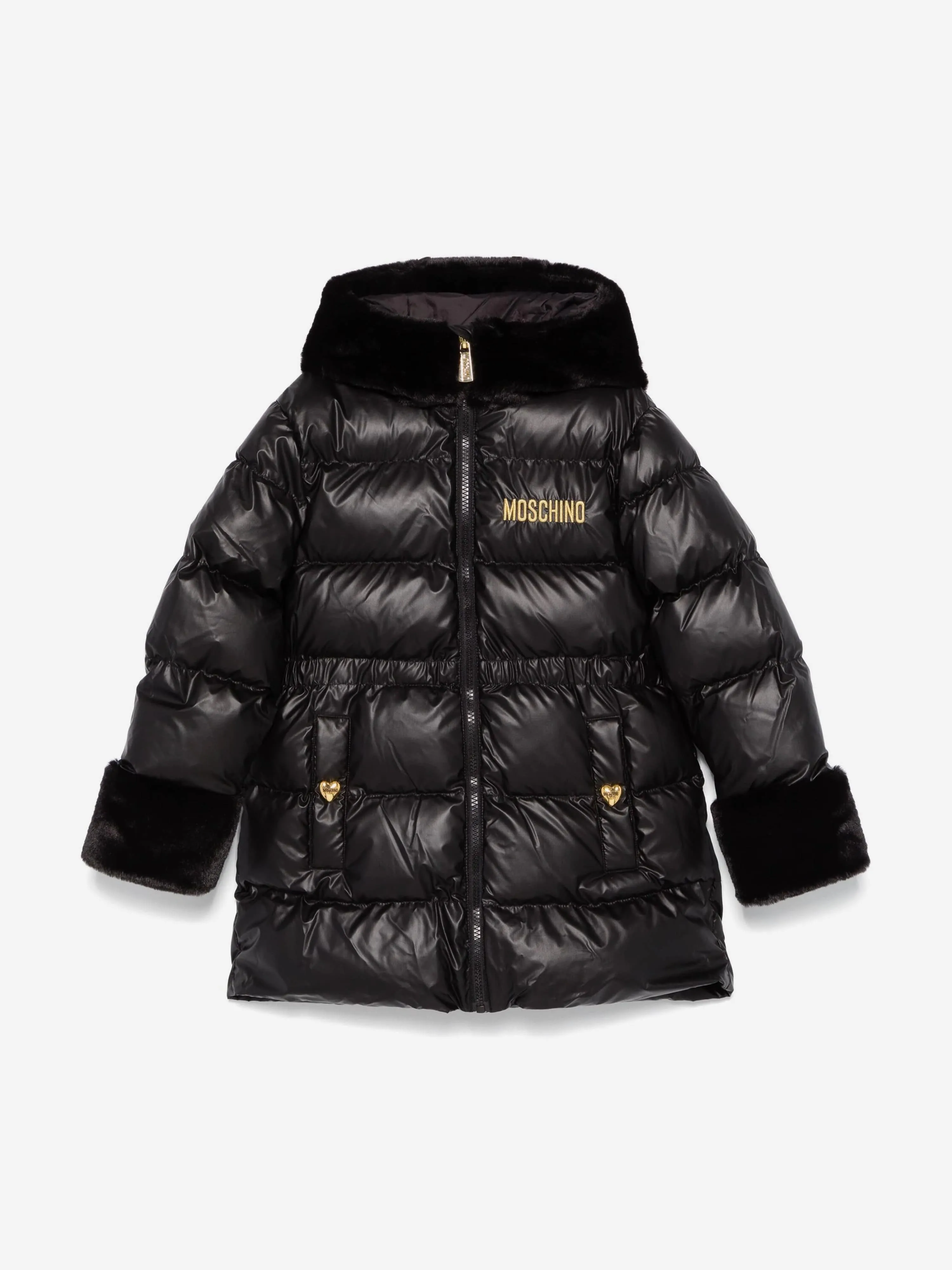 Moschino Girls Logo Puffer Jacket in Black