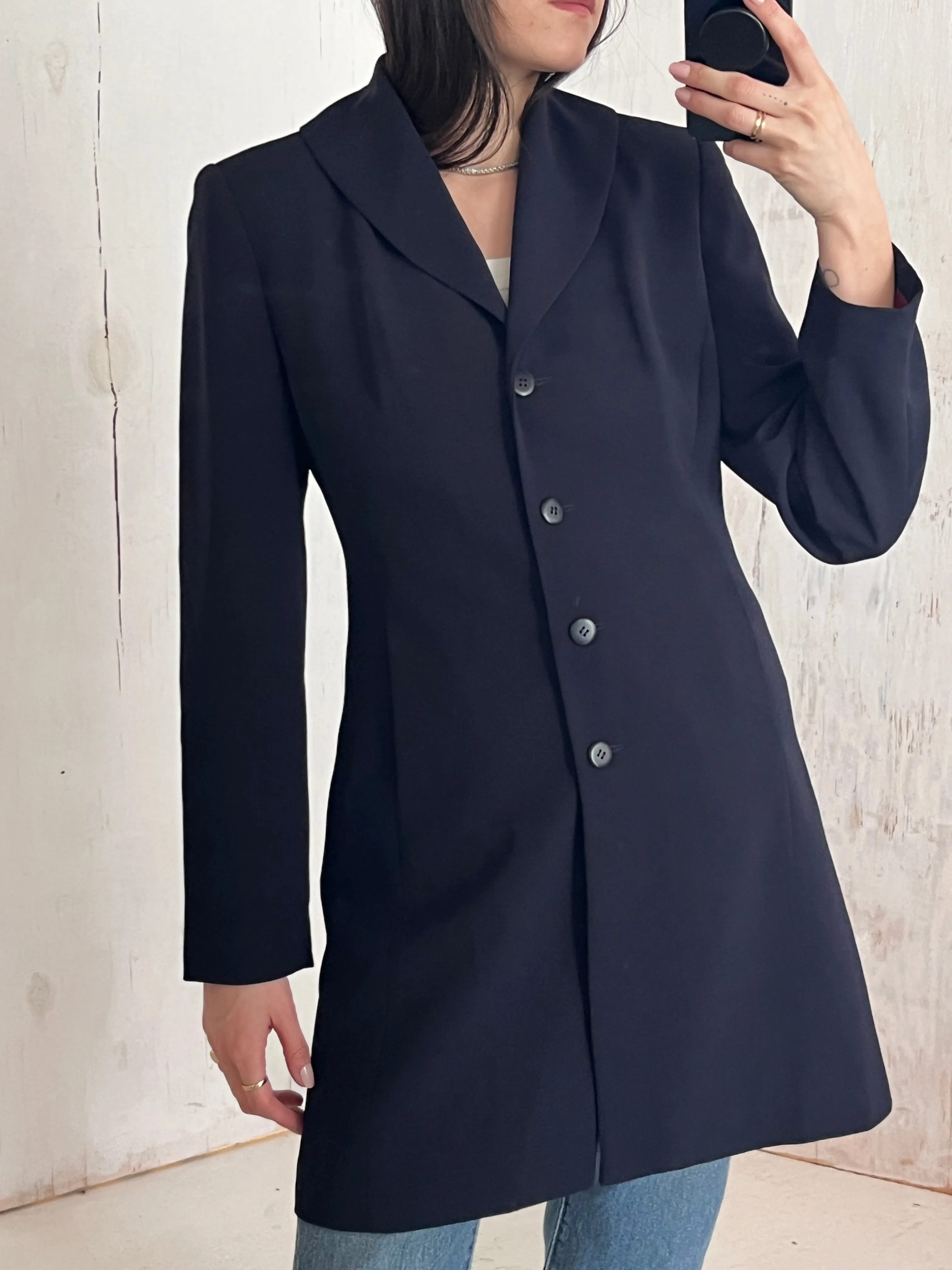 Navy Knee Length Lightweight Blazer/Jacket