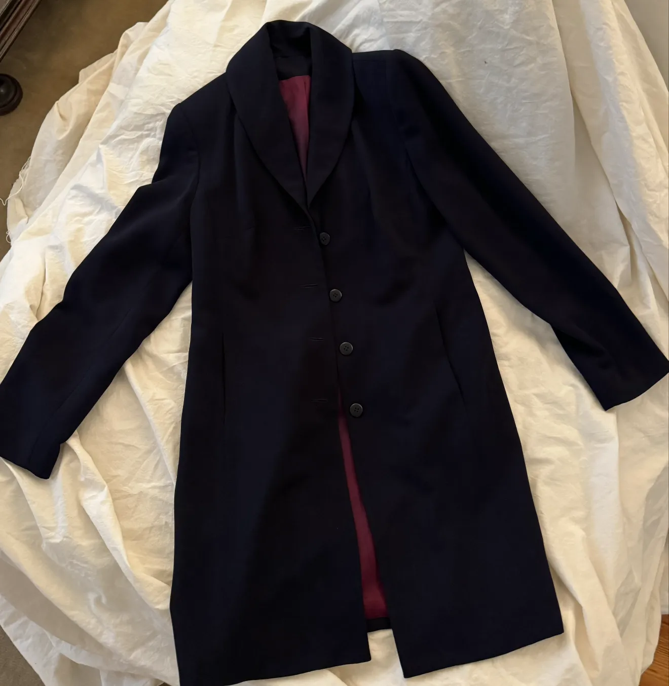 Navy Knee Length Lightweight Blazer/Jacket