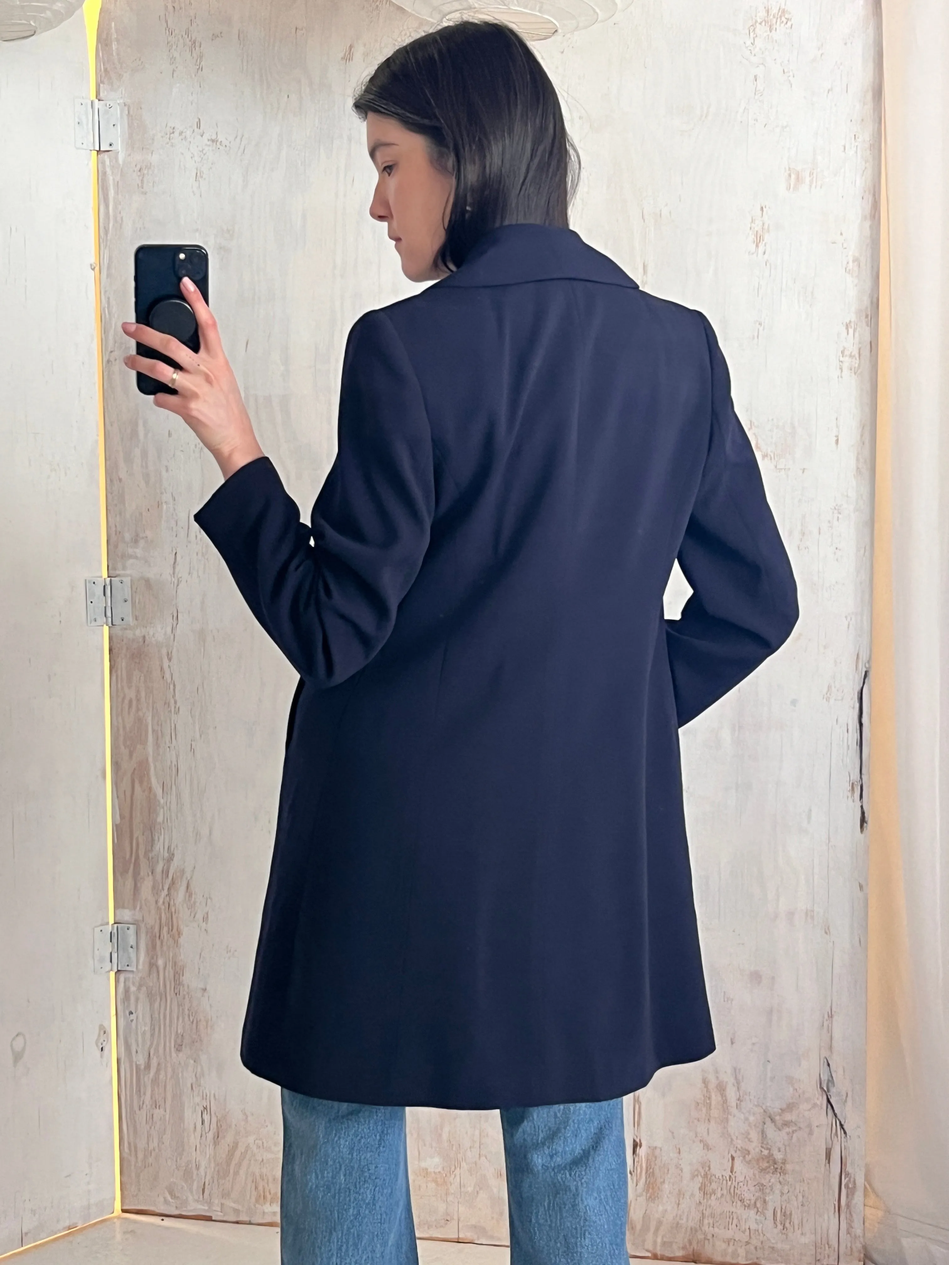 Navy Knee Length Lightweight Blazer/Jacket