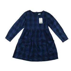 Next dress 6-7 years blue check pattern long sleeve denim style cotton