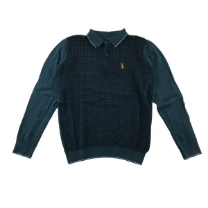 Next polo shirt 10-11 years blue knitted long sleeve pattern cotton