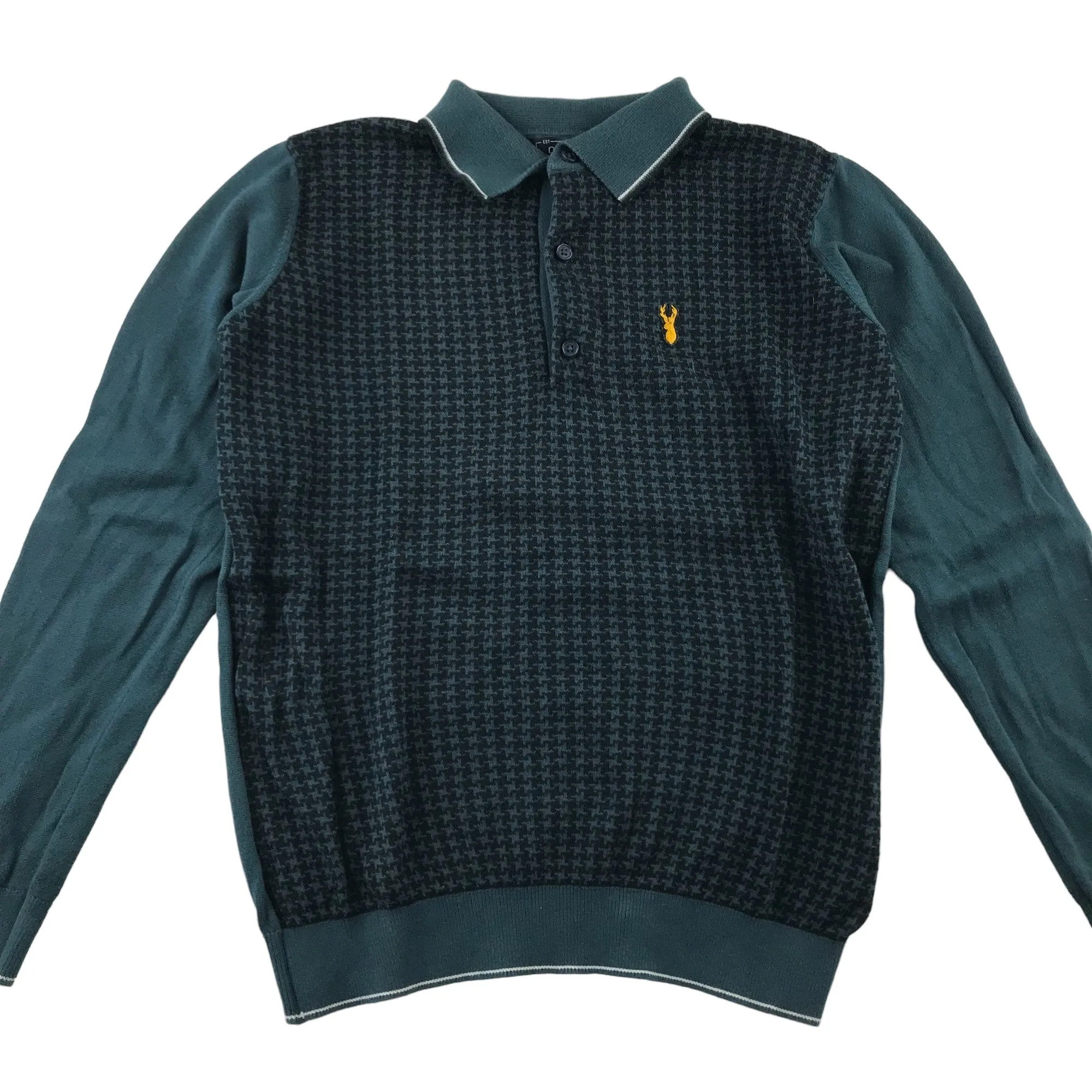 Next polo shirt 10-11 years blue knitted long sleeve pattern cotton