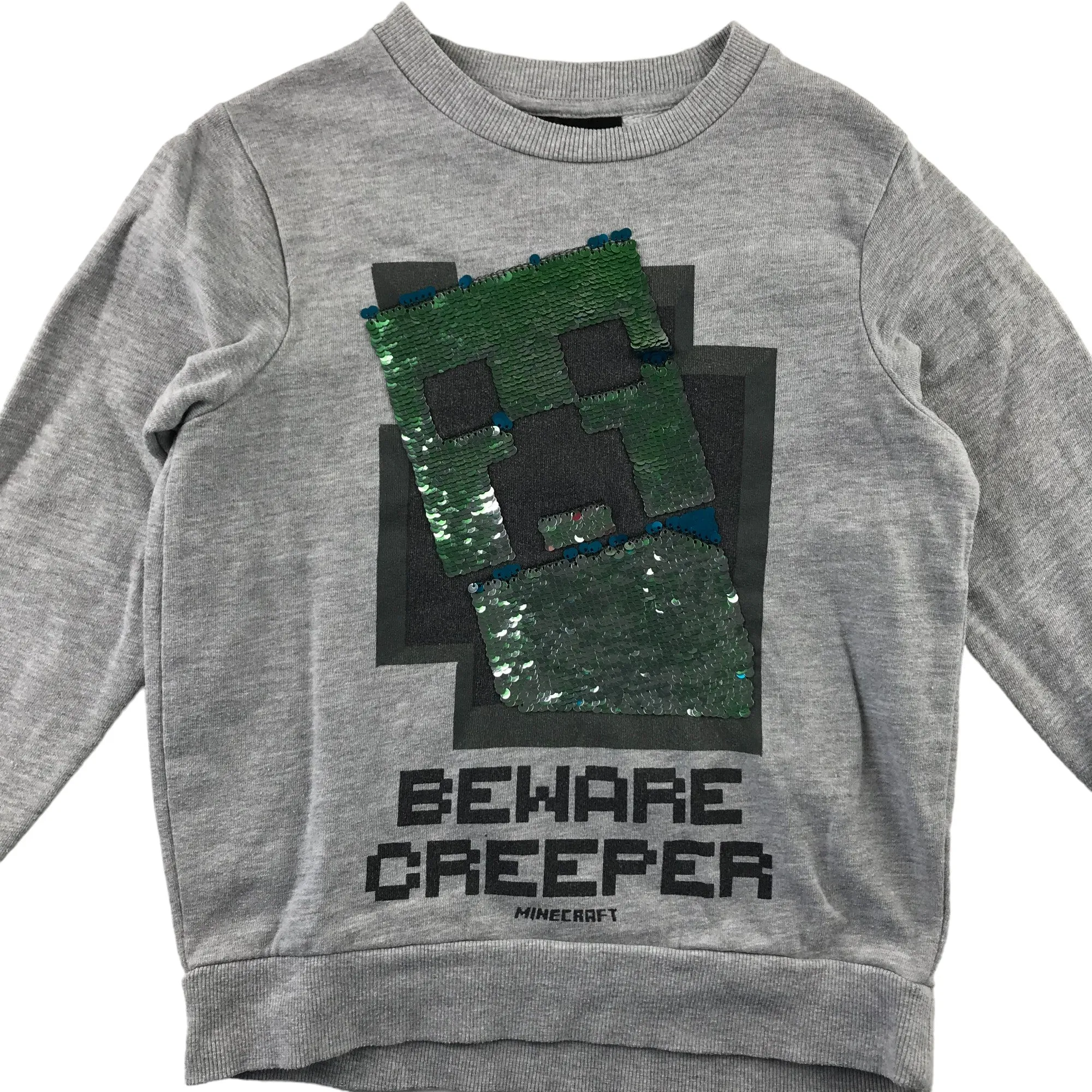 Next sweater 6 years Grey Minecraft Creeper sequin reversible graphic design