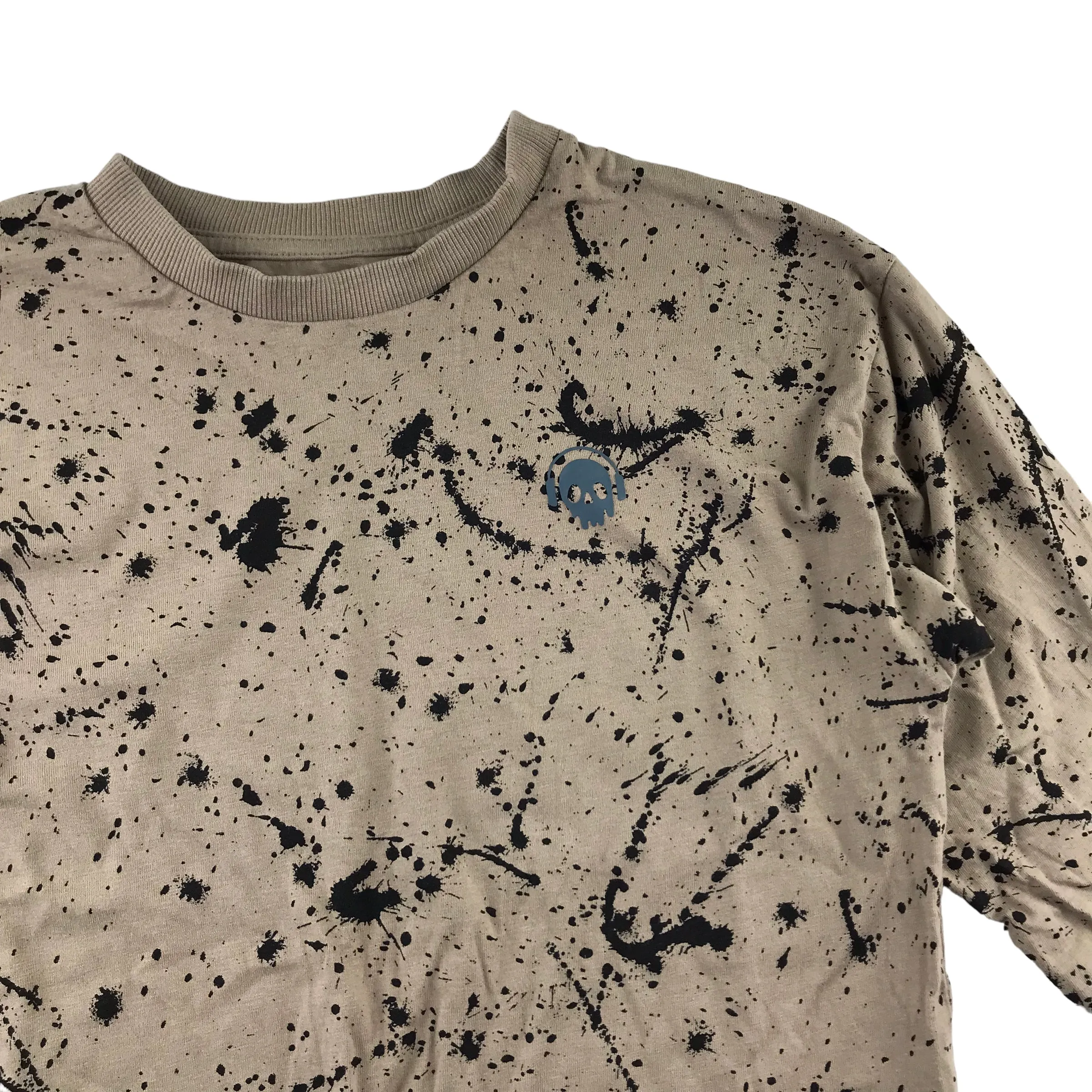 Next t-shirt 9-10 years beige with black plash pattern long sleeve cotton