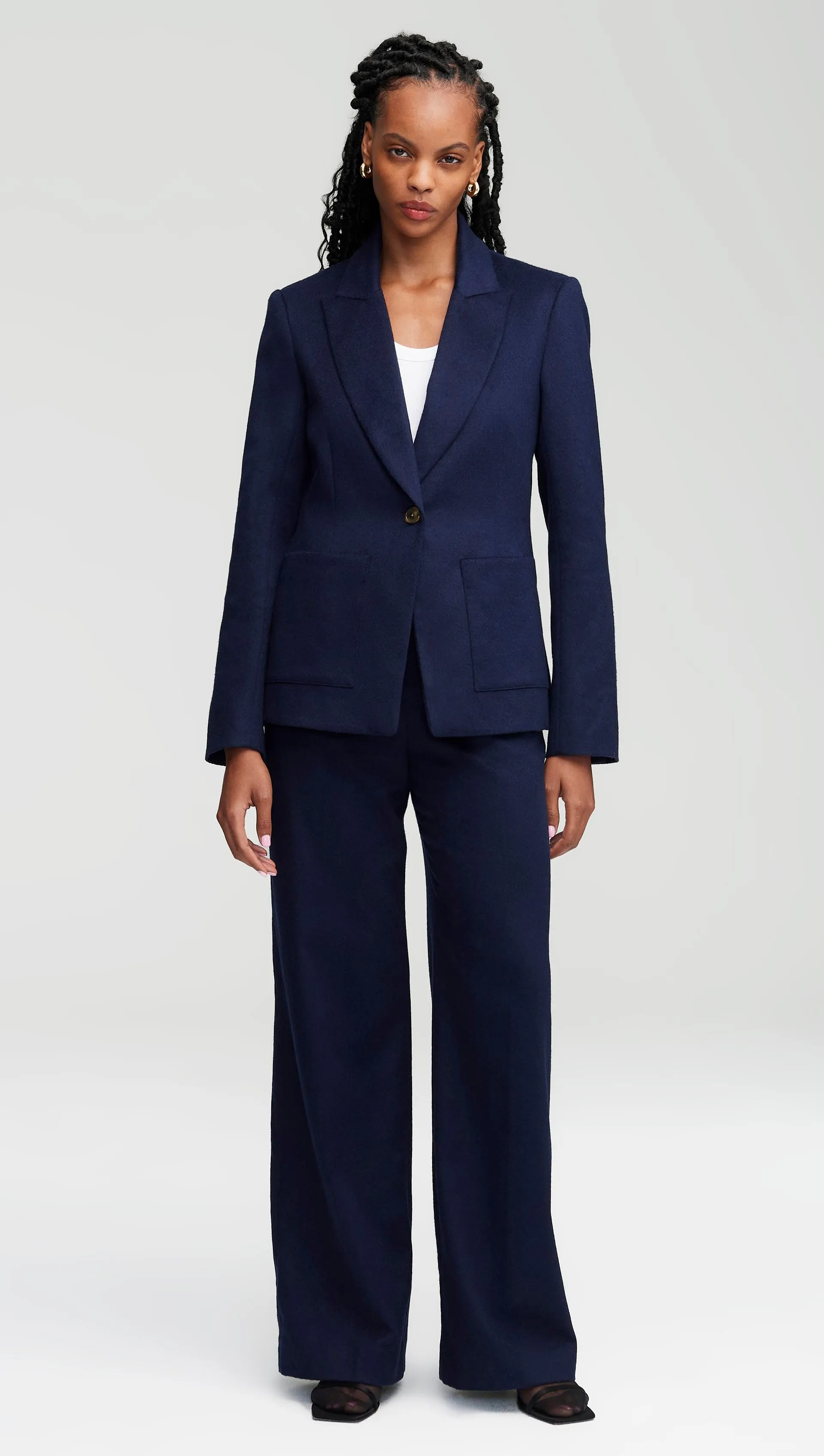 Patch Pocket Blazer in Textured Wool | Navy