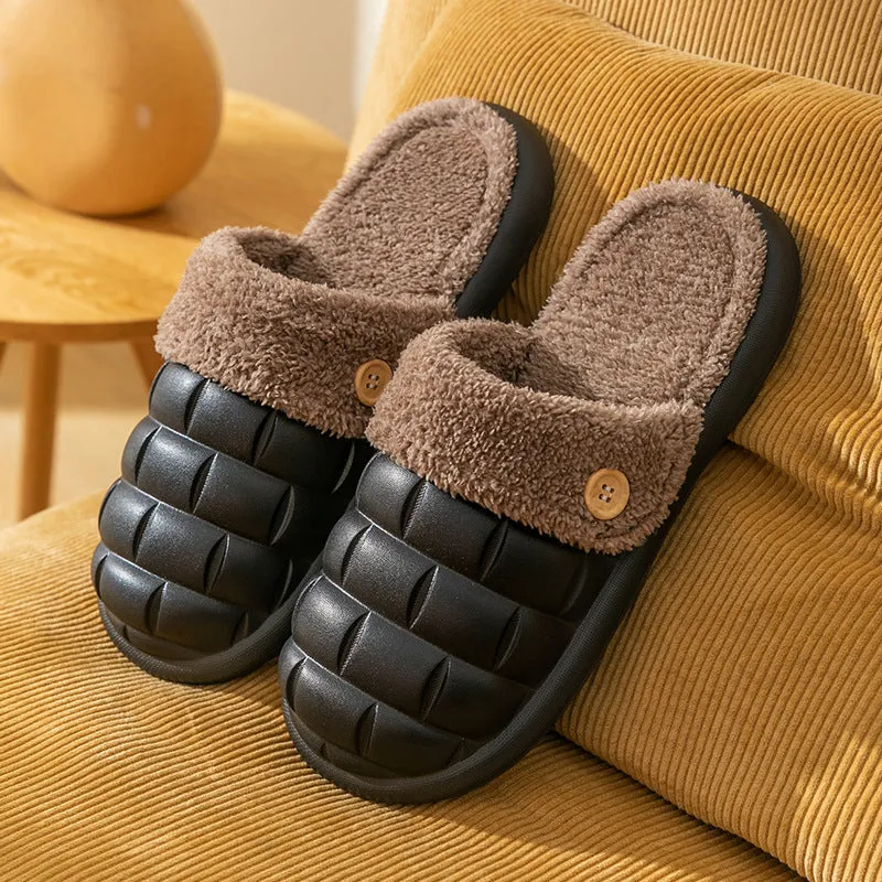 Plaid Slippers EVA Detachable Slippers Cozy Nonslip Warm Plush Shoes Winter House Shoes For Women