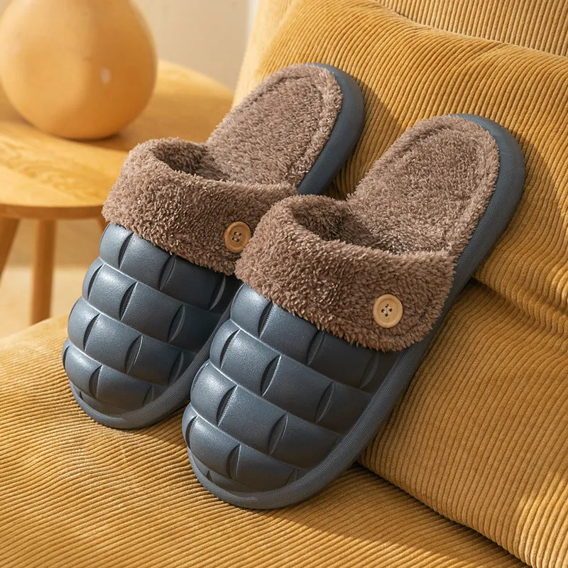 Plaid Slippers EVA Detachable Slippers Cozy Nonslip Warm Plush Shoes Winter House Shoes For Women