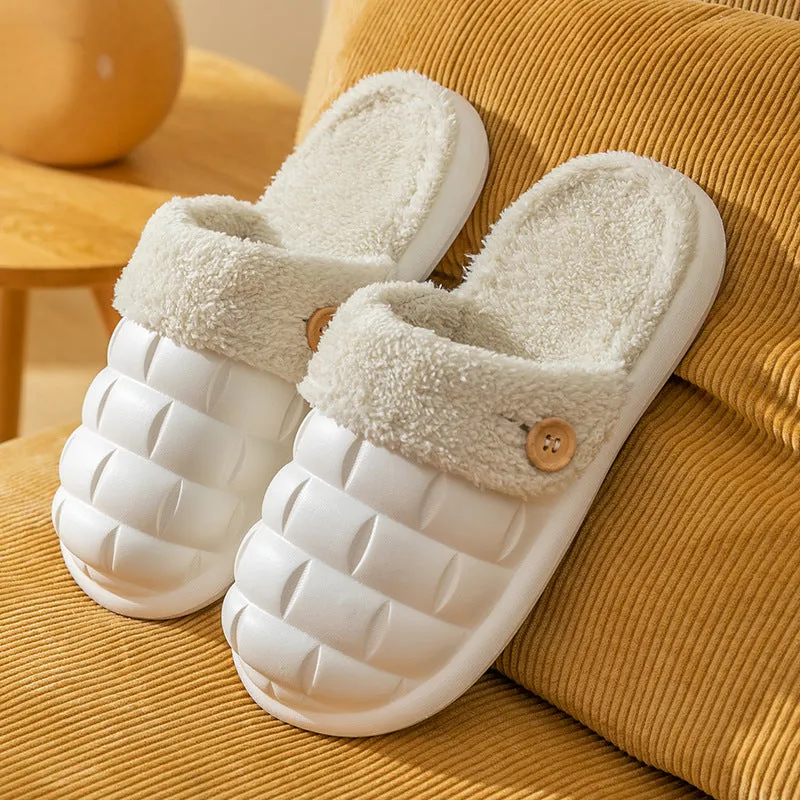 Plaid Slippers EVA Detachable Slippers Cozy Nonslip Warm Plush Shoes Winter House Shoes For Women