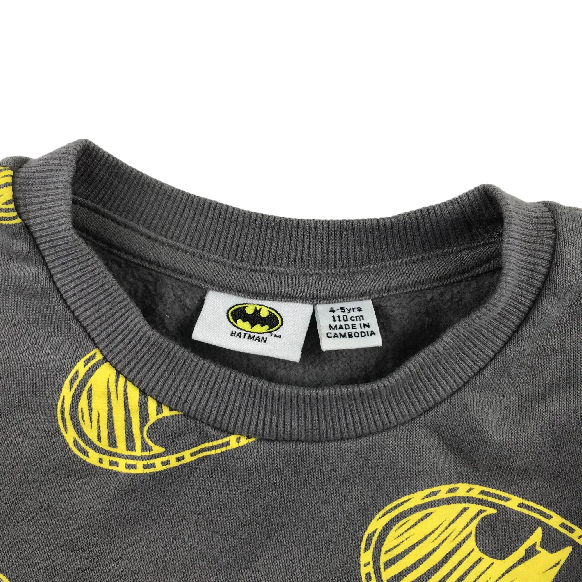 Primark sweater 4-5 years grey Batman bat signal graphic print