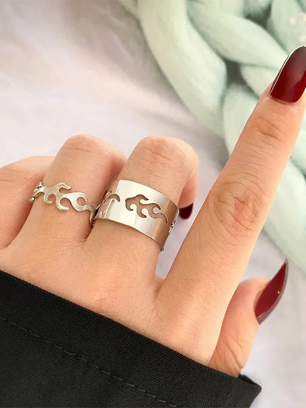 Punk Fire Shape Rings Accessories