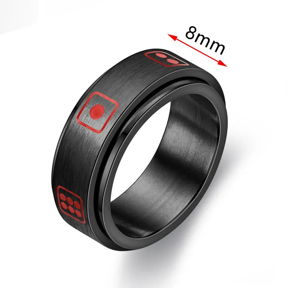 Rings for Men-Women Black Stainless Steel Rotate Ring