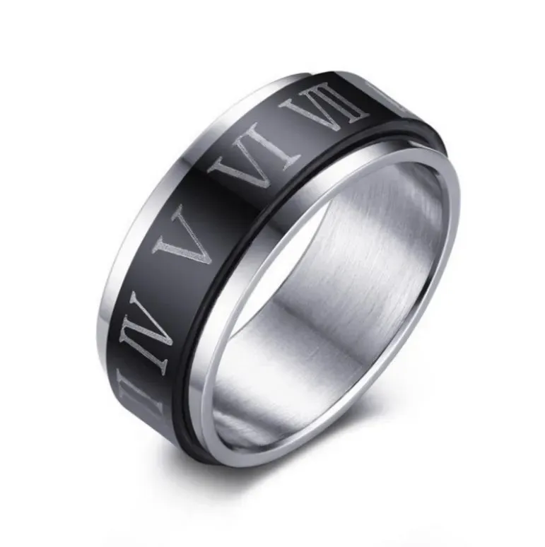 Rings for Men-Women Black Stainless Steel Rotate Ring