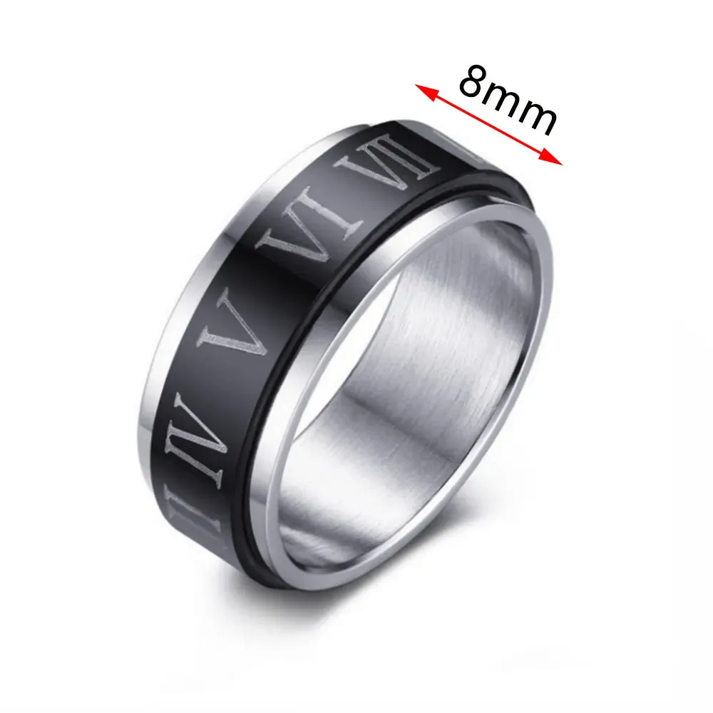 Rings for Men-Women Black Stainless Steel Rotate Ring