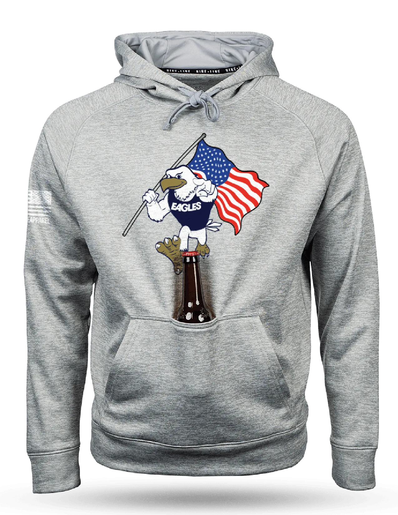 Salute To Service Tailgater Hoodie - Strutting Eagle Flag - Heather Grey