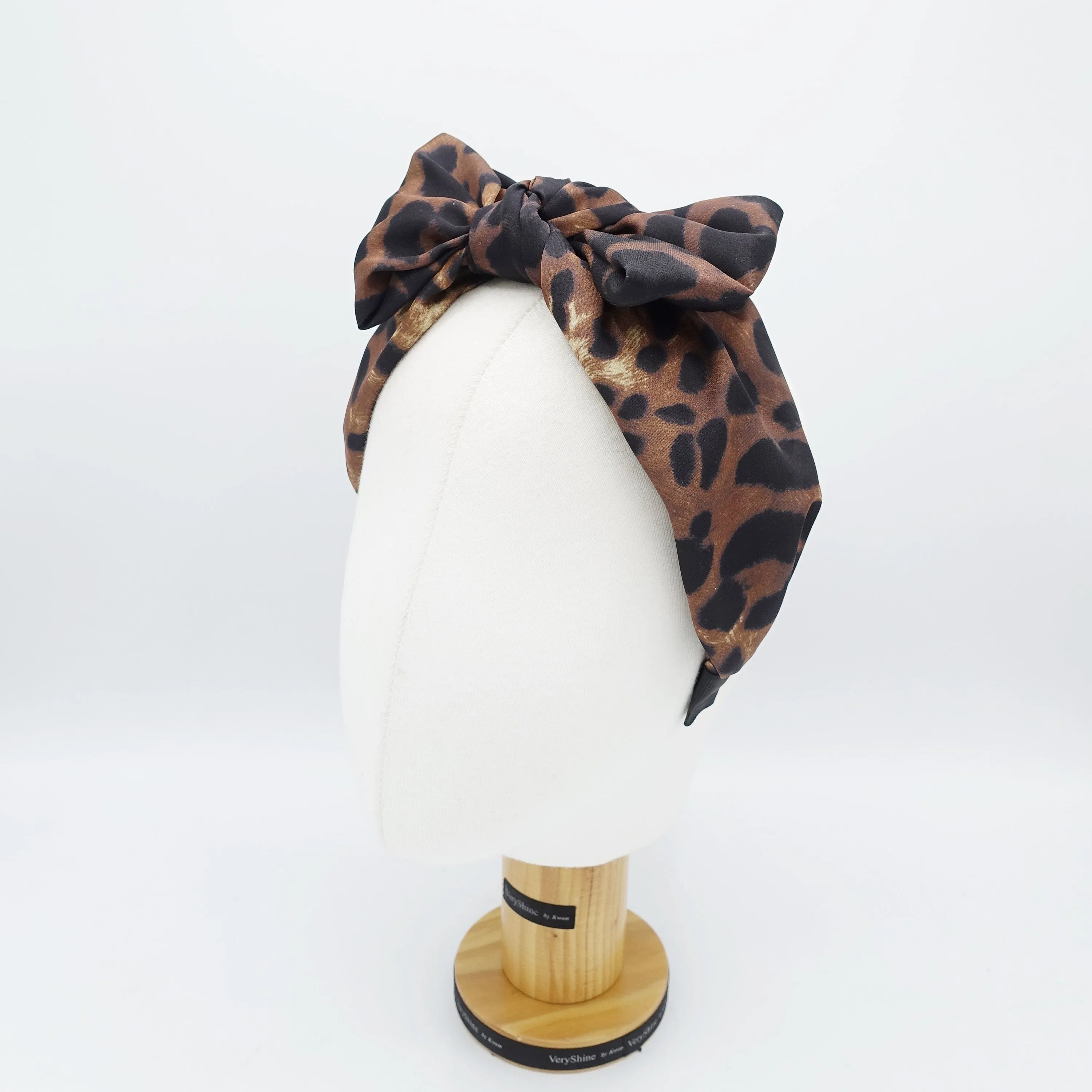 satin leopard print hair bow headband collection women hair accessories