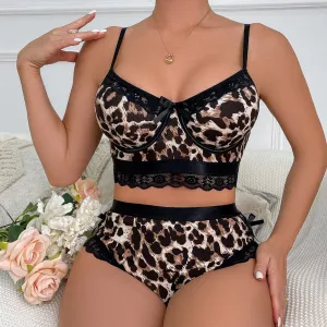 Sexy Leopard Print Comfortable Slim Sexy Lingerie Set