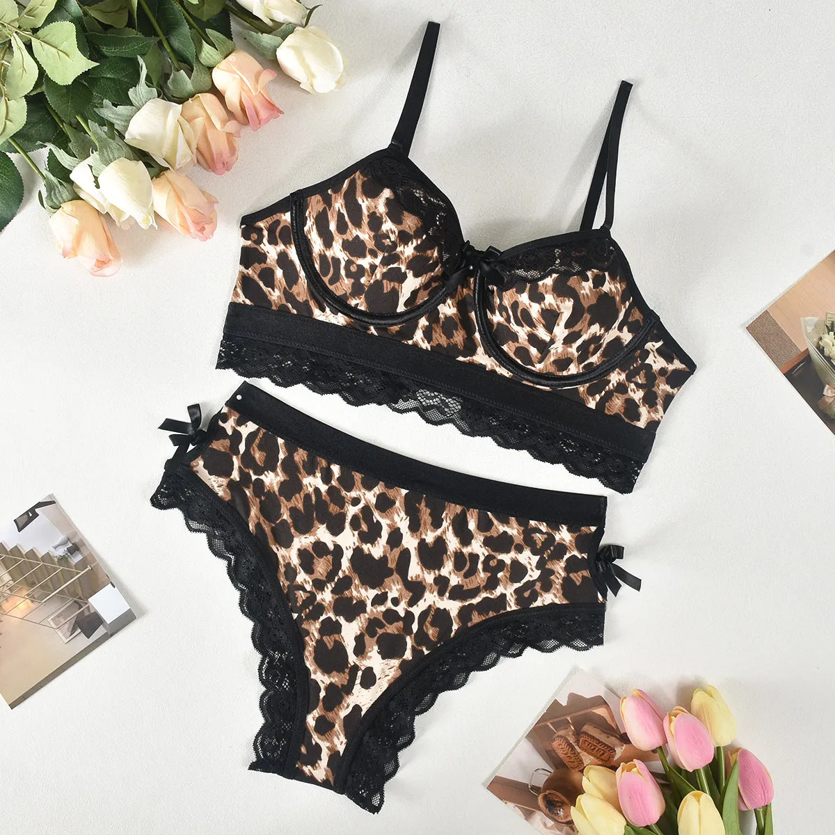 Sexy Leopard Print Comfortable Slim Sexy Lingerie Set