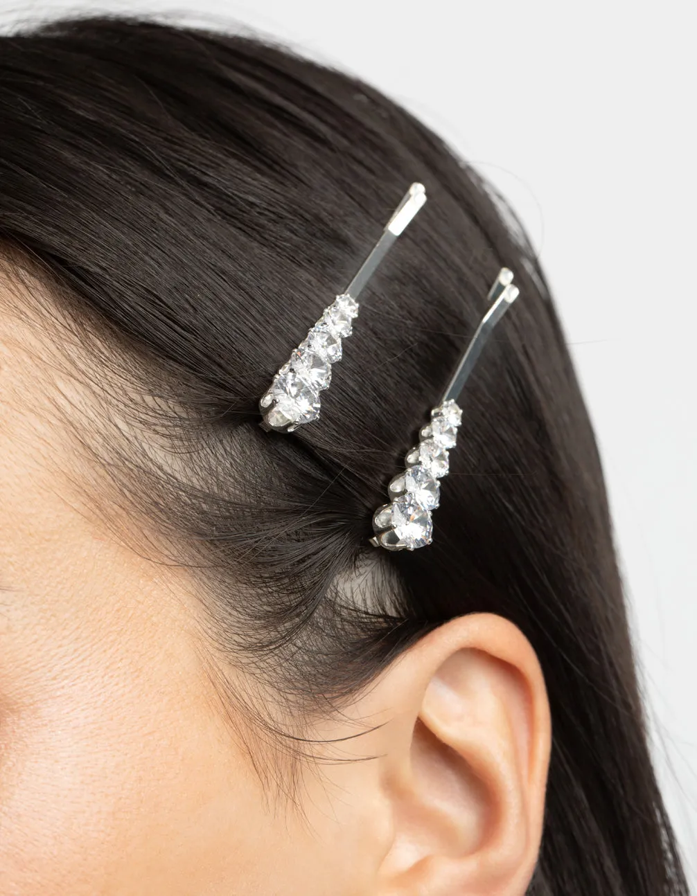 Silver Diamante Clips