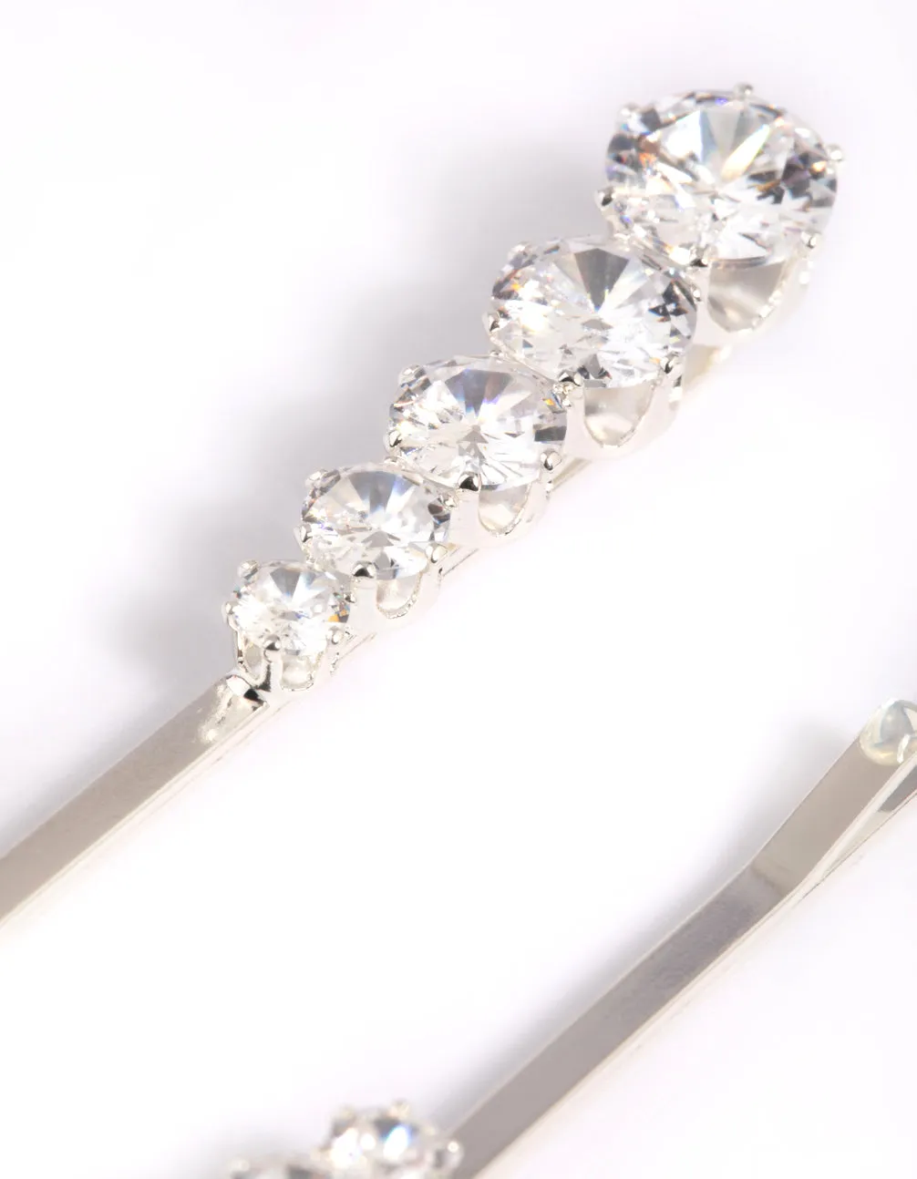 Silver Diamante Clips