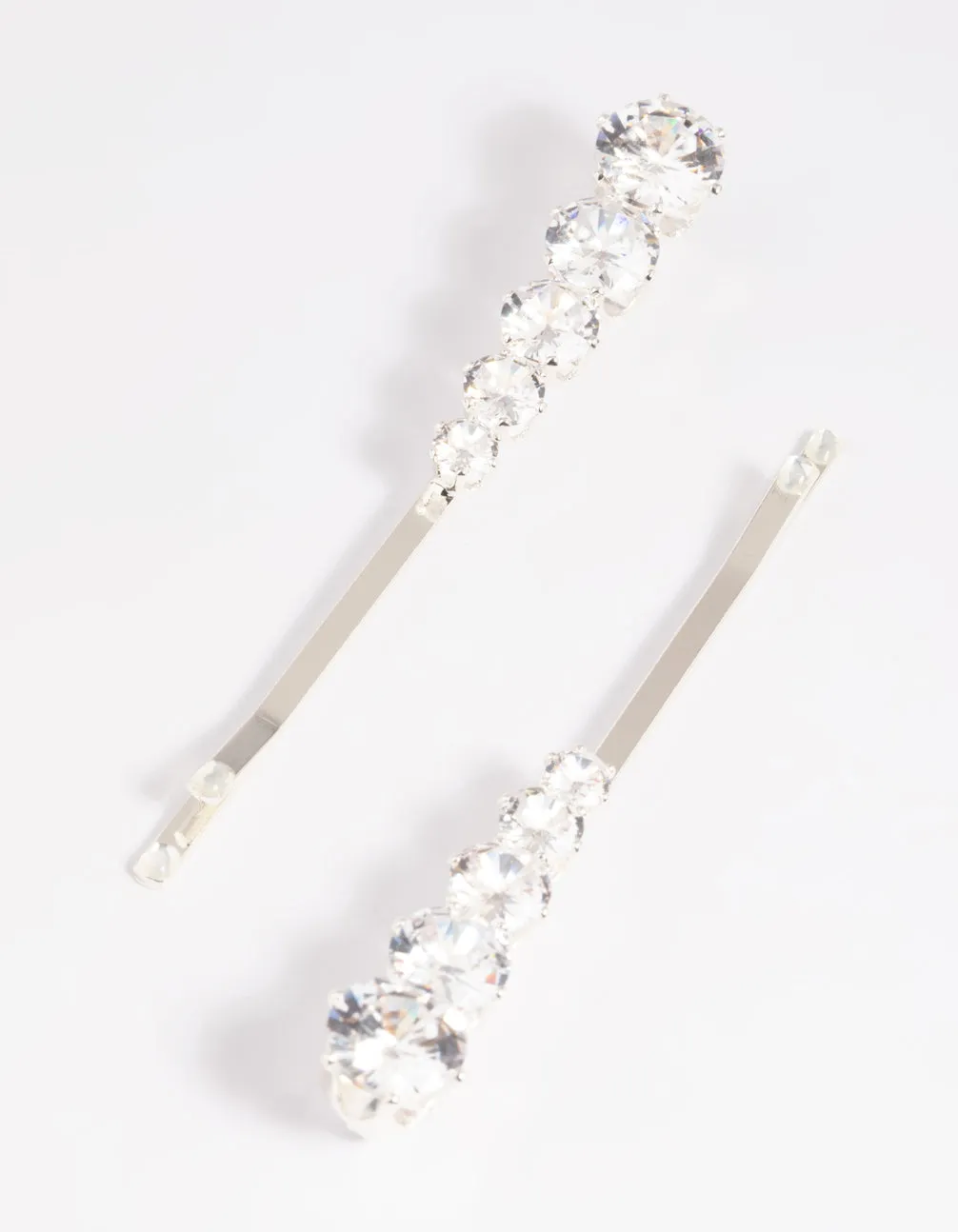 Silver Diamante Clips