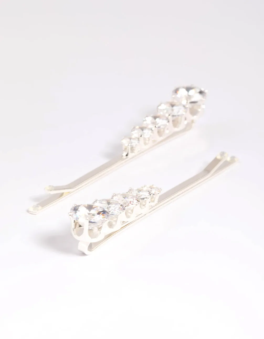 Silver Diamante Clips