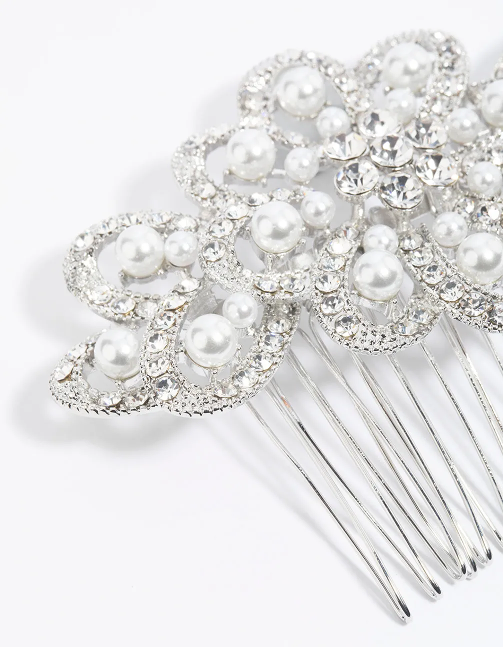 Silver Pearl & Diamante Comb