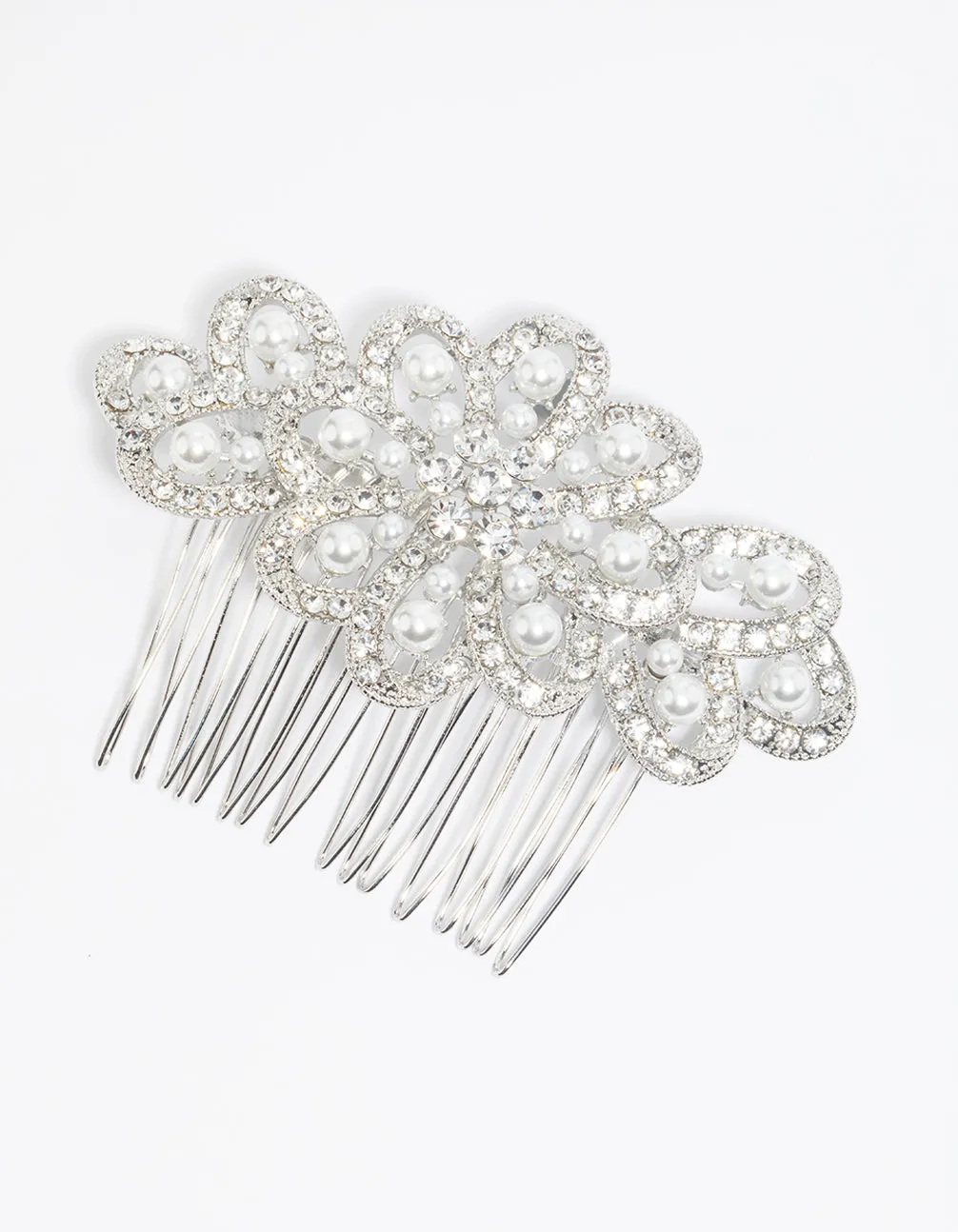 Silver Pearl & Diamante Comb