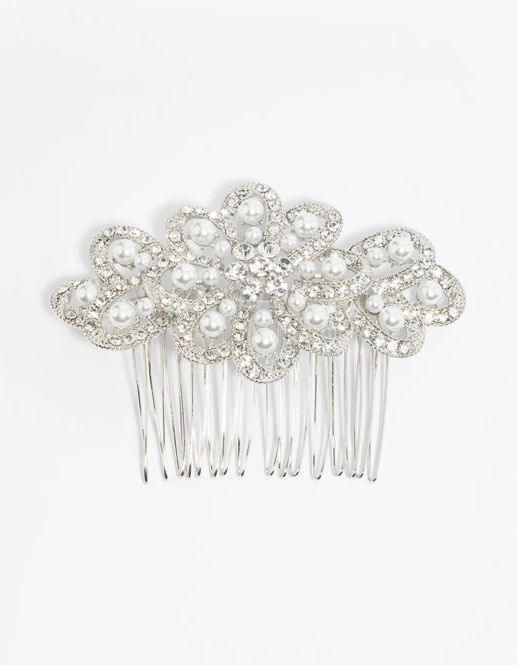 Silver Pearl & Diamante Comb