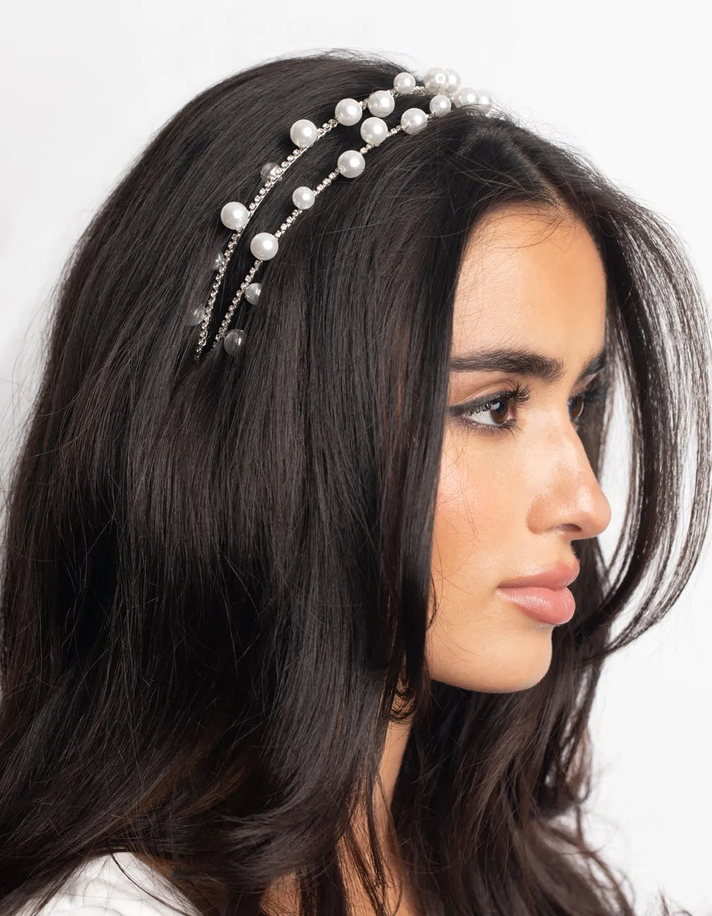 Silver Pearl Headband