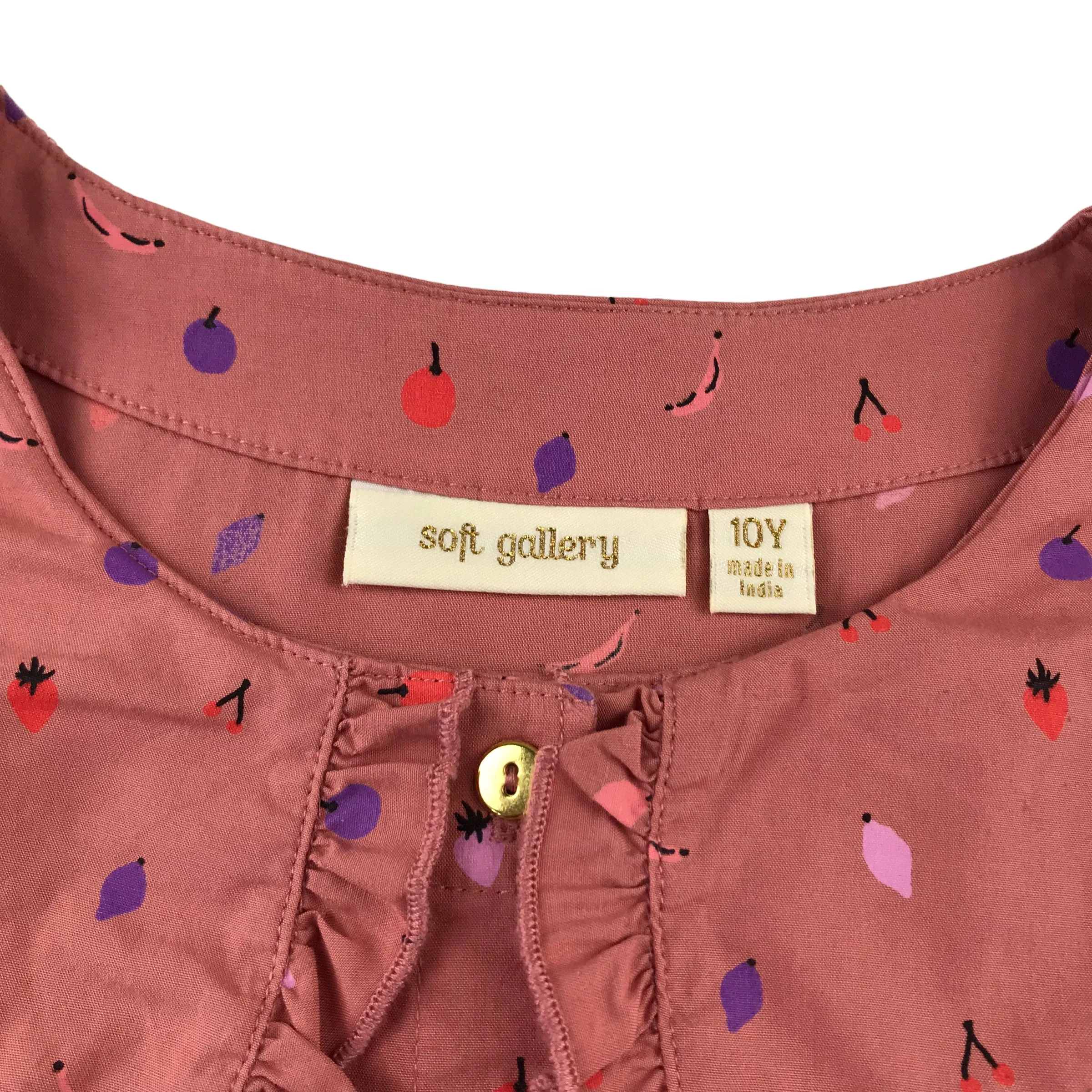 Soft Gallery blouse 9-10 years vintage red fruit prints long sleeve button up cotton